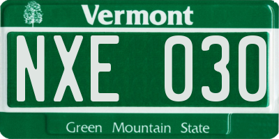 VT license plate NXE030