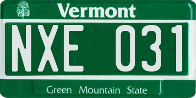 VT license plate NXE031