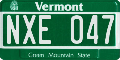 VT license plate NXE047
