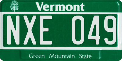 VT license plate NXE049