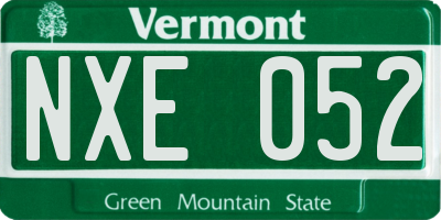 VT license plate NXE052