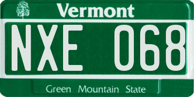 VT license plate NXE068