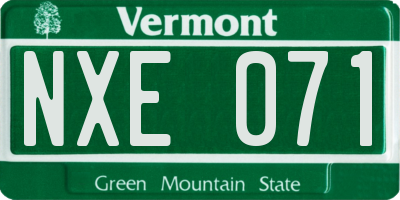 VT license plate NXE071