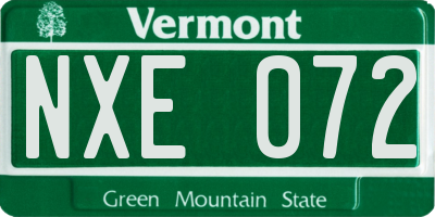 VT license plate NXE072