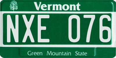 VT license plate NXE076