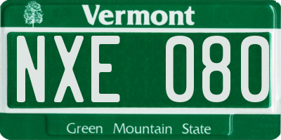 VT license plate NXE080