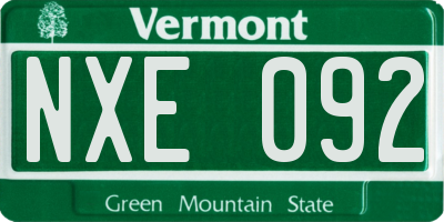 VT license plate NXE092