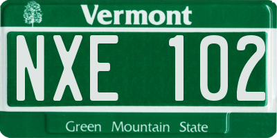 VT license plate NXE102