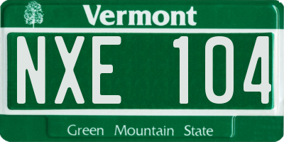 VT license plate NXE104