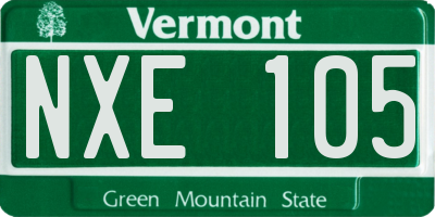 VT license plate NXE105