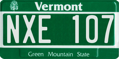 VT license plate NXE107