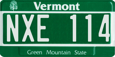 VT license plate NXE114