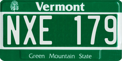 VT license plate NXE179