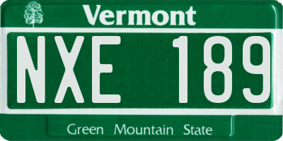 VT license plate NXE189