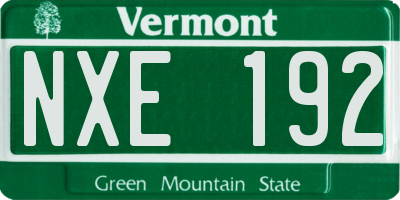 VT license plate NXE192