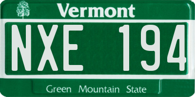 VT license plate NXE194
