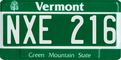VT license plate NXE216