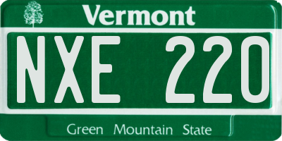VT license plate NXE220