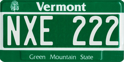 VT license plate NXE222