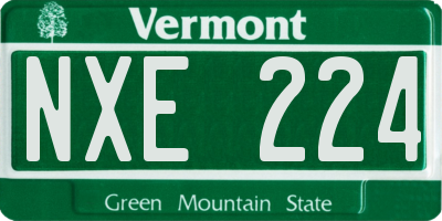 VT license plate NXE224