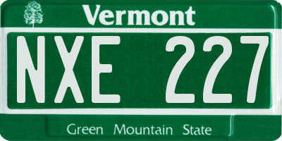 VT license plate NXE227