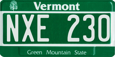VT license plate NXE230