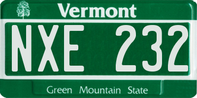 VT license plate NXE232