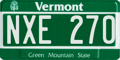 VT license plate NXE270
