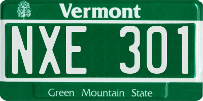 VT license plate NXE301