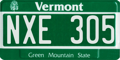 VT license plate NXE305