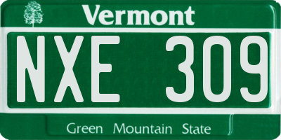 VT license plate NXE309