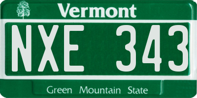 VT license plate NXE343