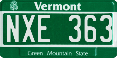 VT license plate NXE363