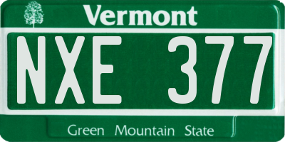VT license plate NXE377