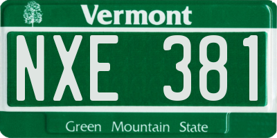 VT license plate NXE381