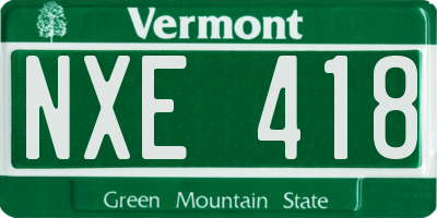 VT license plate NXE418