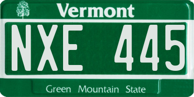 VT license plate NXE445