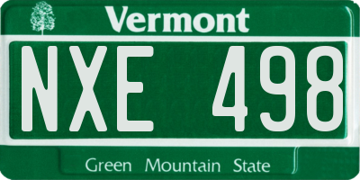 VT license plate NXE498