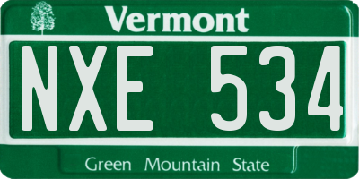 VT license plate NXE534