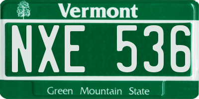 VT license plate NXE536