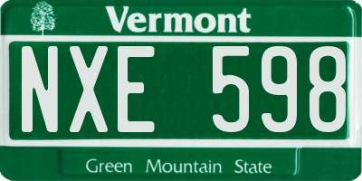 VT license plate NXE598