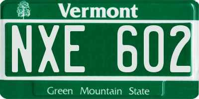 VT license plate NXE602