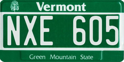 VT license plate NXE605