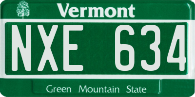 VT license plate NXE634