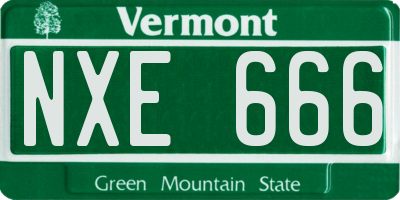 VT license plate NXE666