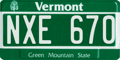 VT license plate NXE670