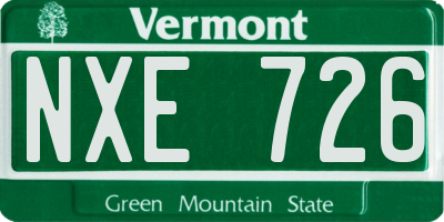 VT license plate NXE726