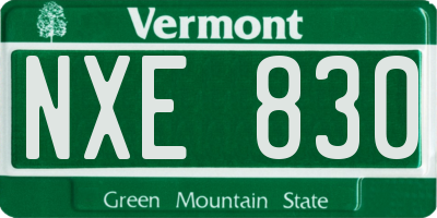 VT license plate NXE830