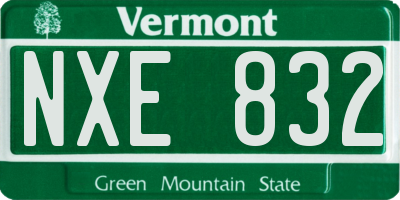 VT license plate NXE832
