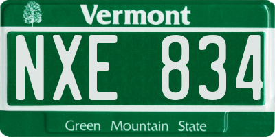 VT license plate NXE834